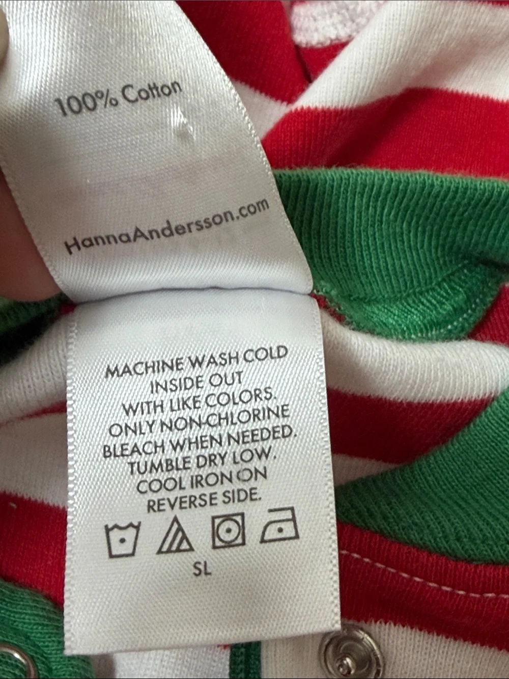 Hanna Andersson Red White Stripe Cotton One-Piece Pajama with Green Trim